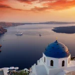 Pushime në Santorini Greqi pamje ikonike